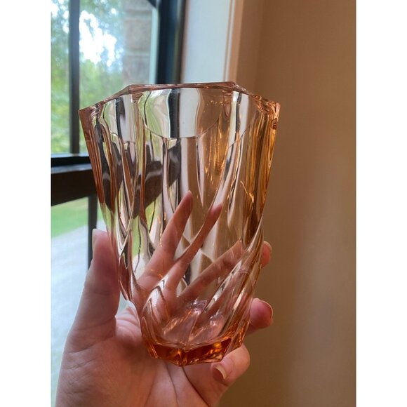 Vintage ART DECO Vase PINK Swirl GLASS 5" - Picture 1 of 7